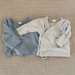 Colored Organics NB Blue and Cream Cardigan Set